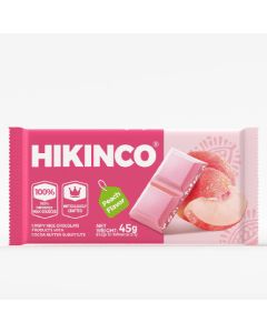 Hikinco Peach Crispy Rice Chocolate Bar 45g